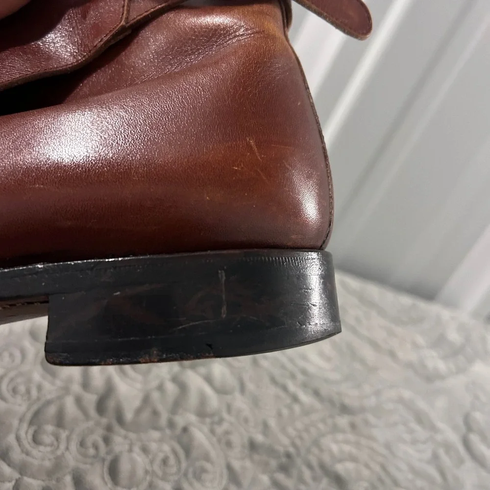 Mack James Cognac Leather Jodhpur Dress Ankle Strap Buckle Chelsea Boots 9